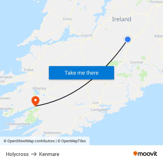 Holycross to Kenmare map