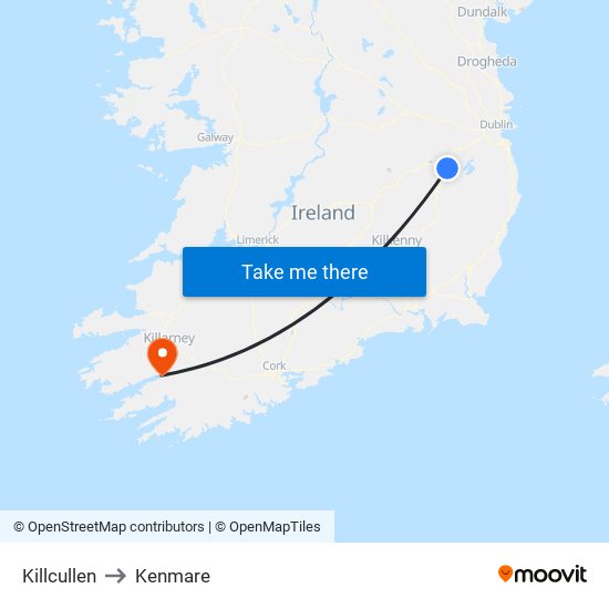 Killcullen to Kenmare map