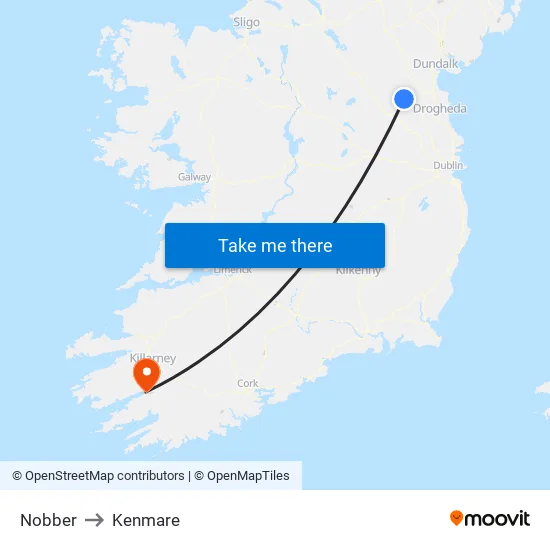 Nobber to Kenmare map