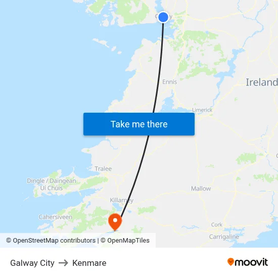 Galway City to Kenmare map