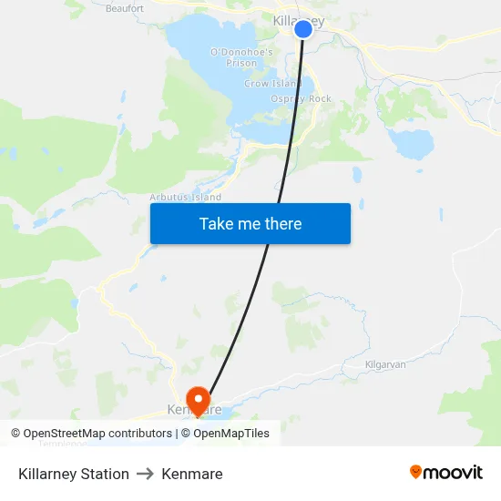 Killarney Station to Kenmare map