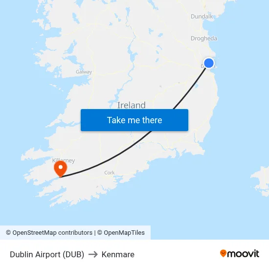 Dublin Airport (DUB) to Kenmare map