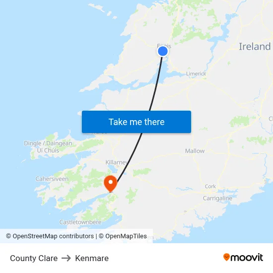 County Clare to Kenmare map