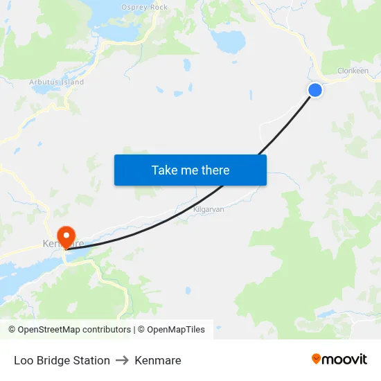 Loo Bridge Station to Kenmare map