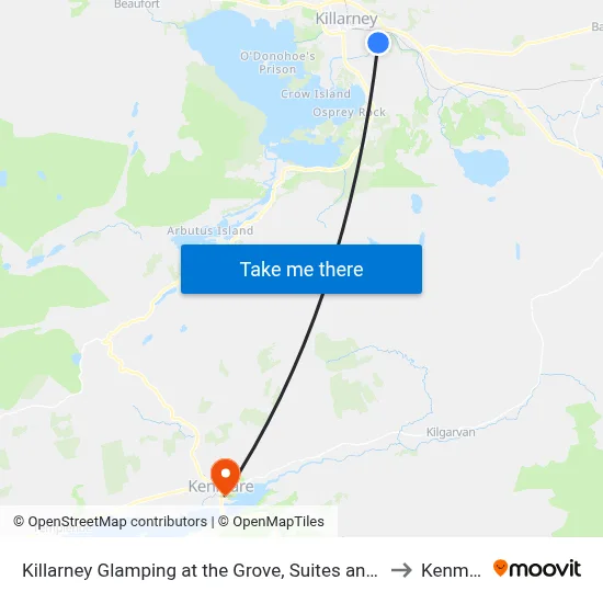 Killarney Glamping at the Grove, Suites and Lodges to Kenmare map