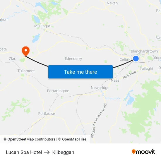Lucan Spa Hotel to Kilbeggan map