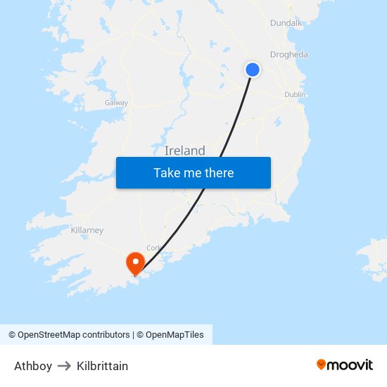 Athboy to Kilbrittain map