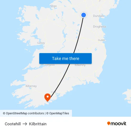 Cootehill to Kilbrittain map