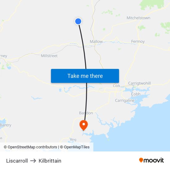 Liscarroll to Kilbrittain map
