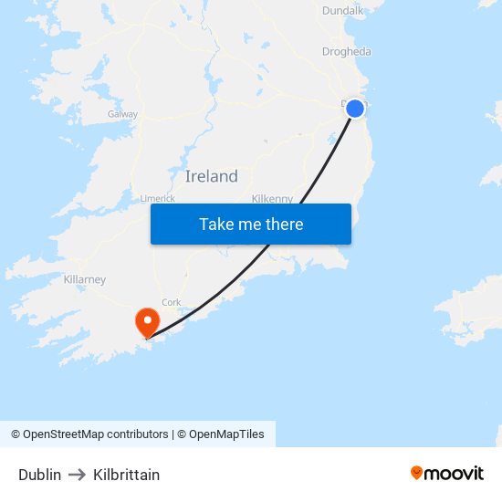 Dublin to Kilbrittain map