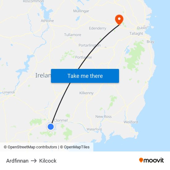 Ardfinnan to Kilcock map