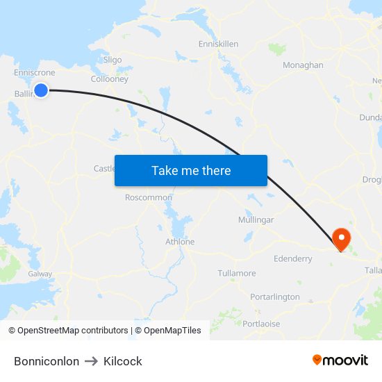 Bonniconlon to Kilcock map