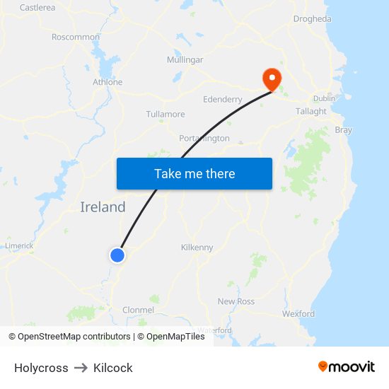 Holycross to Kilcock map