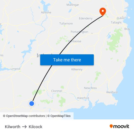 Kilworth to Kilcock map