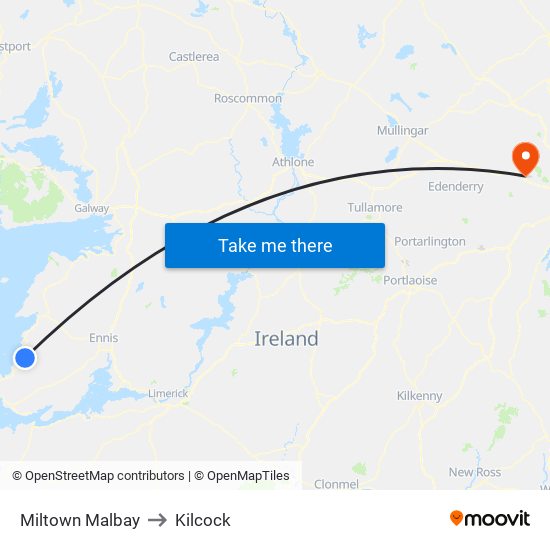 Miltown Malbay to Kilcock map