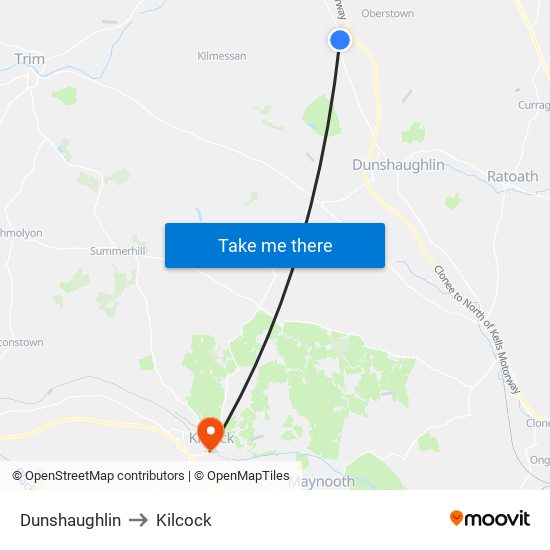 Dunshaughlin to Kilcock map