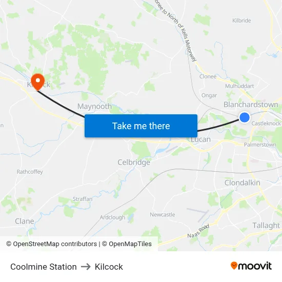 Coolmine Station to Kilcock map