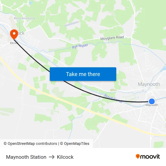 Maynooth Station to Kilcock map