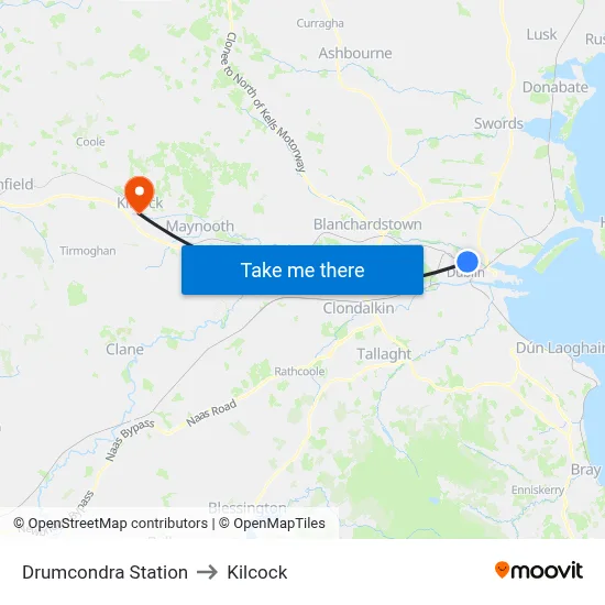 Drumcondra Station to Kilcock map
