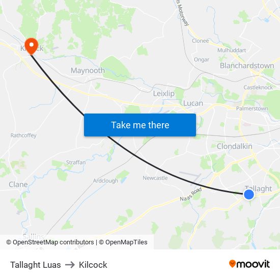 Tallaght Luas to Kilcock map