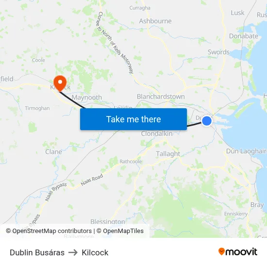 Dublin Busáras to Kilcock map