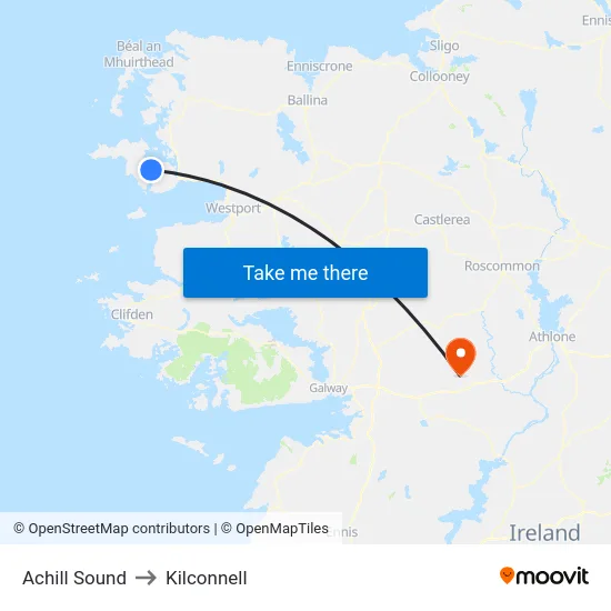Achill Sound to Kilconnell map