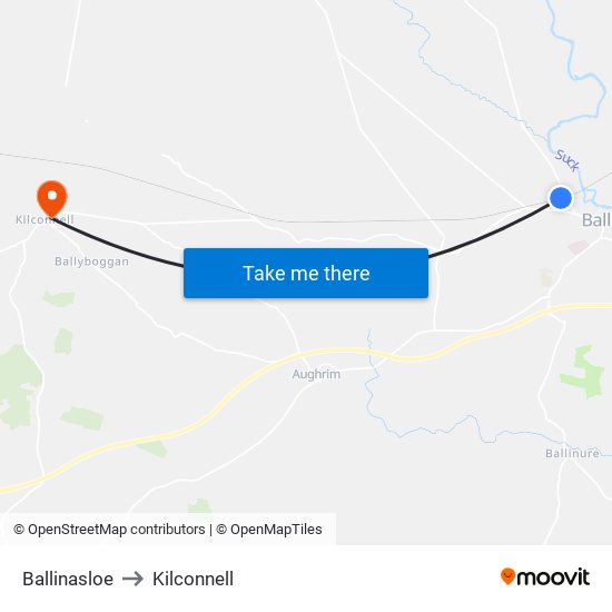 Ballinasloe to Kilconnell map