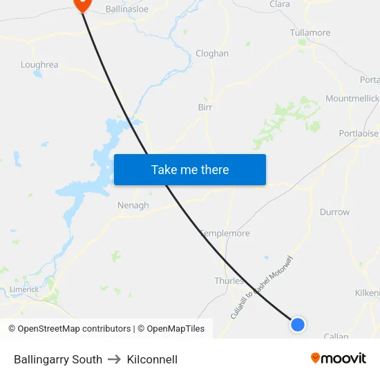 Ballingarry South to Kilconnell map