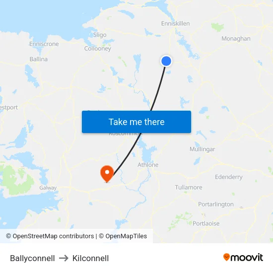 Ballyconnell to Kilconnell map