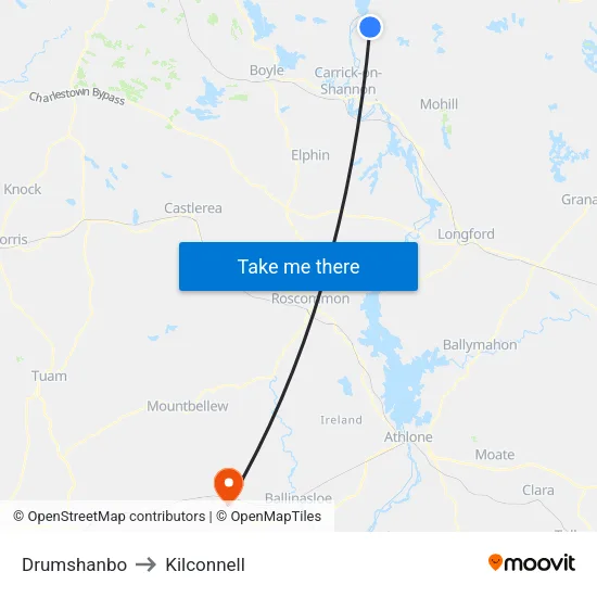 Drumshanbo to Kilconnell map