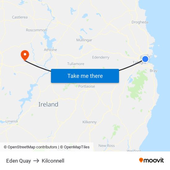 Eden Quay to Kilconnell map