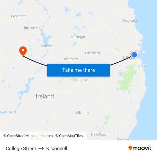 College Street to Kilconnell map