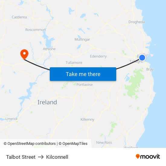 Talbot Street to Kilconnell map