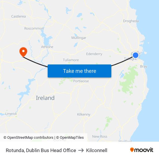 Rotunda, Dublin Bus Head Office to Kilconnell map