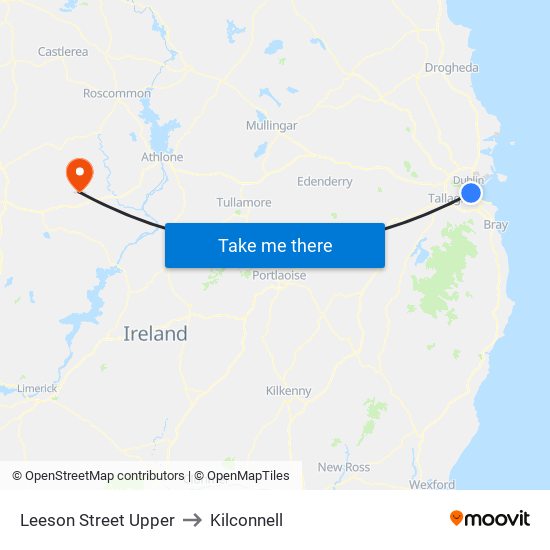 Leeson Street Upper to Kilconnell map