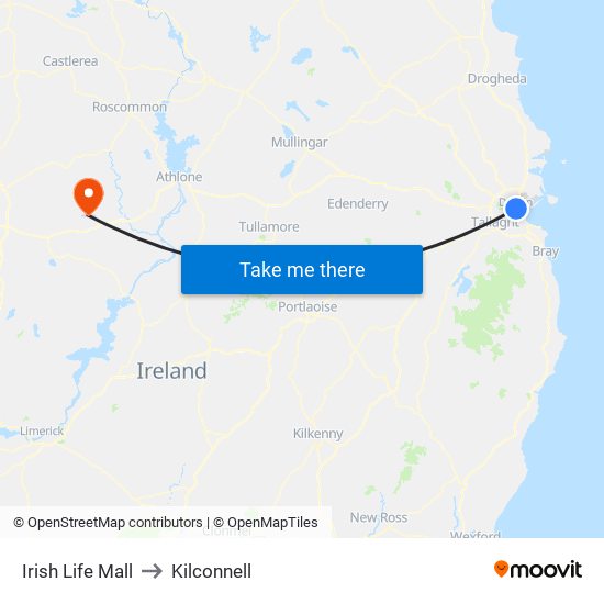 Irish Life Mall to Kilconnell map
