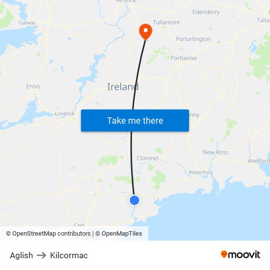 Aglish to Kilcormac map