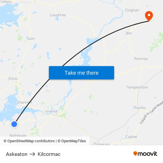 Askeaton to Kilcormac map