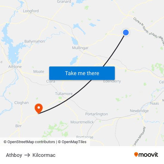 Athboy to Kilcormac map