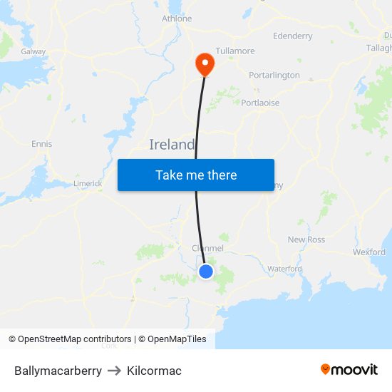 Ballymacarberry to Kilcormac map