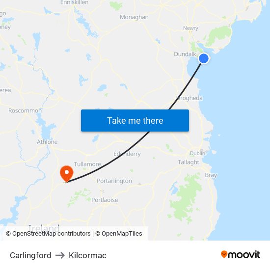 Carlingford to Kilcormac map