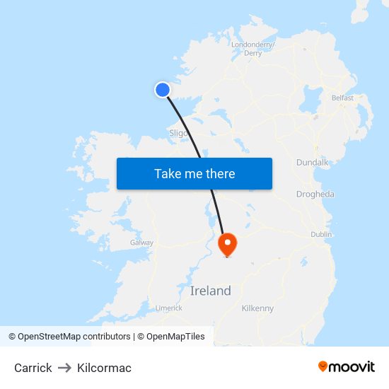 Carrick to Kilcormac map