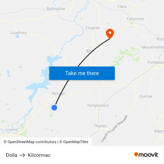 Dolla to Kilcormac map