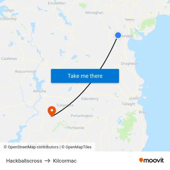 Hackballscross to Kilcormac map