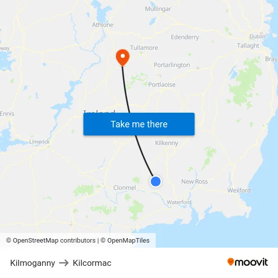 Kilmoganny to Kilcormac map