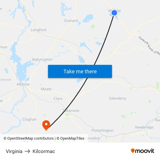 Virginia to Kilcormac map