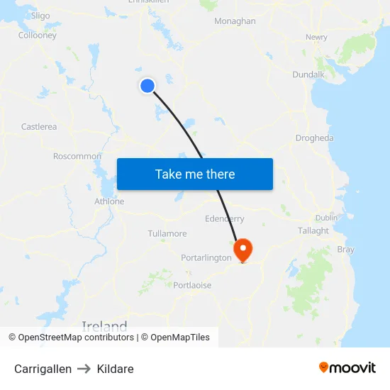 Carrigallen to Kildare map