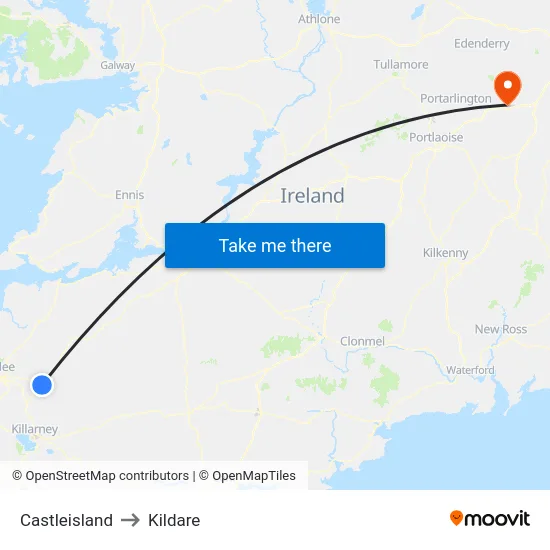 Castleisland to Kildare map