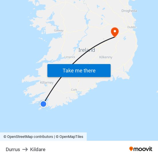 Durrus to Kildare map