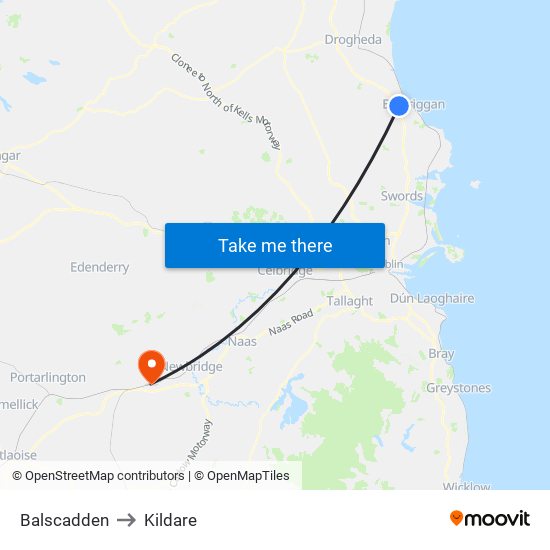 Balscadden to Kildare map